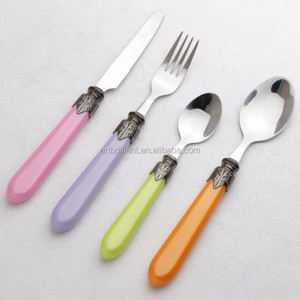 Cổ điển Bạc 24 cái mẹ của ngọc trai thiết lập dao kéo với tay cầm màu trắng - Product Image 5