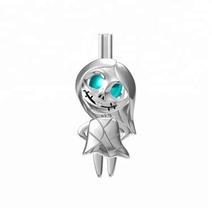 Jack En Sally Hanger Parel Ketting Kooi Medaillon 925 Zilveren Schedel Sieraden