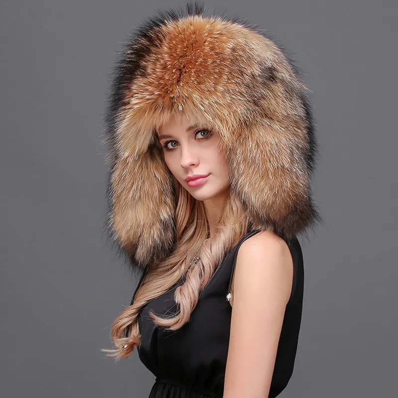 <span class=keywords><strong>सर्दियों</strong></span> महिलाओं की टोपी प्राकृतिक एक प्रकार का जानवर फर बॉम्बर टोपी फैशन महिलाओं रूसी आउटडोर गर्म फर टोपी