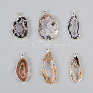 New Fashion Natural <strong>Black</strong> <strong>Agate</strong> Geode Druzy <strong>Pendant</strong> 925 Sterling Silver <strong>Pendant</strong>