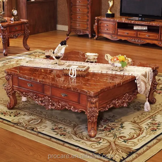 China Neues Modell moderner Couch tisch Wohnzimmer möbel Design Holz quadratische Marmorplatte Tee Couch tisch