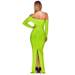 <span class=keywords><strong>ชุด</strong></span>เดรสยาวเปิดหลังเซ็กซี่<span class=keywords><strong>สี</strong></span>เขียวนีออนฤดูหนาวชุดเดรสยาวแบบผ่าเปิดสำหรับงานปาร์ตี้ตอนเย็น - Product Image 3