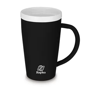 Custom color 16 ounce ceramic inner stainless steel outer travel coffee cup with comfortable large handle