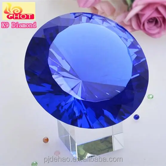 Pujiang Dehao Fabriek Prijs Fashion Top Kwaliteit Glas Diamant Blauw K9 Crystal Diamond