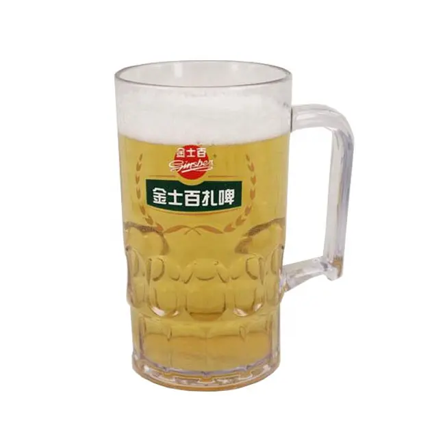 Büyük şeffaf akrilik plastik bira steins 1 litre bira kupası 1000ml