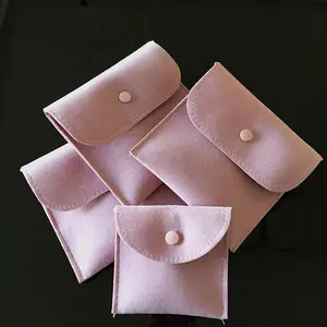 Hot Sales Velvet Bag For Jewelry Metal Button Flip Cover Bag