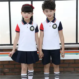 Großhandel Schuluniform Polos hirts Design für Kinder Polos hirts Sport Trainings anzug Kinder Grundschule Uniformen