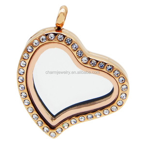 Bellissimo ciondolo collana medaglioni <span class=keywords><strong>foto</strong></span>/<span class=keywords><strong>foto</strong></span> a forma <span class=keywords><strong>di</strong></span> cuore con cristalli inseriti - Product Image 2