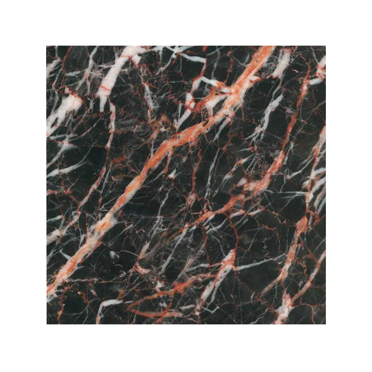 Black with red color rough marble block