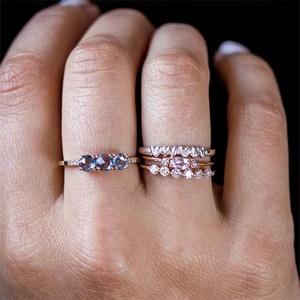 Gemnel 925 bijoux en argent minimaliste zircon rose dernière bague en or - Product Image 6