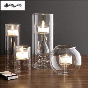 Bougeoirs en verre borosilicate transparent de conception Art déco personnalisés <span class=keywords><strong>vase</strong></span> de table pour bougies décoratives - Product Image 4
