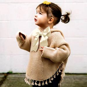 Maglione con cappuccio Pullover da <span class=keywords><strong>bambina</strong></span> maglia semplice a manica lunga all'uncinetto vestiti per bambini con frange di nappe Pullover maglione lavorato a maglia - Product Image 5