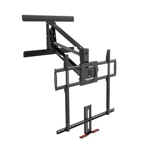 Gas spring push tv up and down removable lcd fireplace tv wall mount for heavy or big size tvs