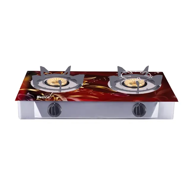 tempered glass top gas cooker stove for 2 burner gas stove 8302-B19