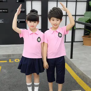 Fashion girls and boys school uniform designs for primary schools wholesale