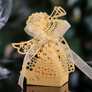 Laser Cut Girl Wedding Favor Box Paper <strong>Chocolate</strong> Candy Gift Box - Product Image 5