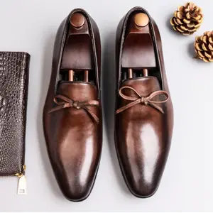 Mocassins à franges en cuir véritable pour homme, chaussures élégantes de fête, mariage, printemps,