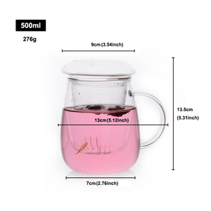 360 ml/12 oz borosilicato taza <span class=keywords><strong>de</strong></span> té <span class=keywords><strong>de</strong></span> cristal con infusor y tapa <span class=keywords><strong>para</strong></span> hojas sueltas té y fruta agua - Product Image 6