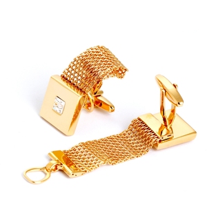 Boutons <span class=keywords><strong>de</strong></span> manchette en chaîne dorée <span class=keywords><strong>de</strong></span> haute qualité pour hommes - Product Image 5