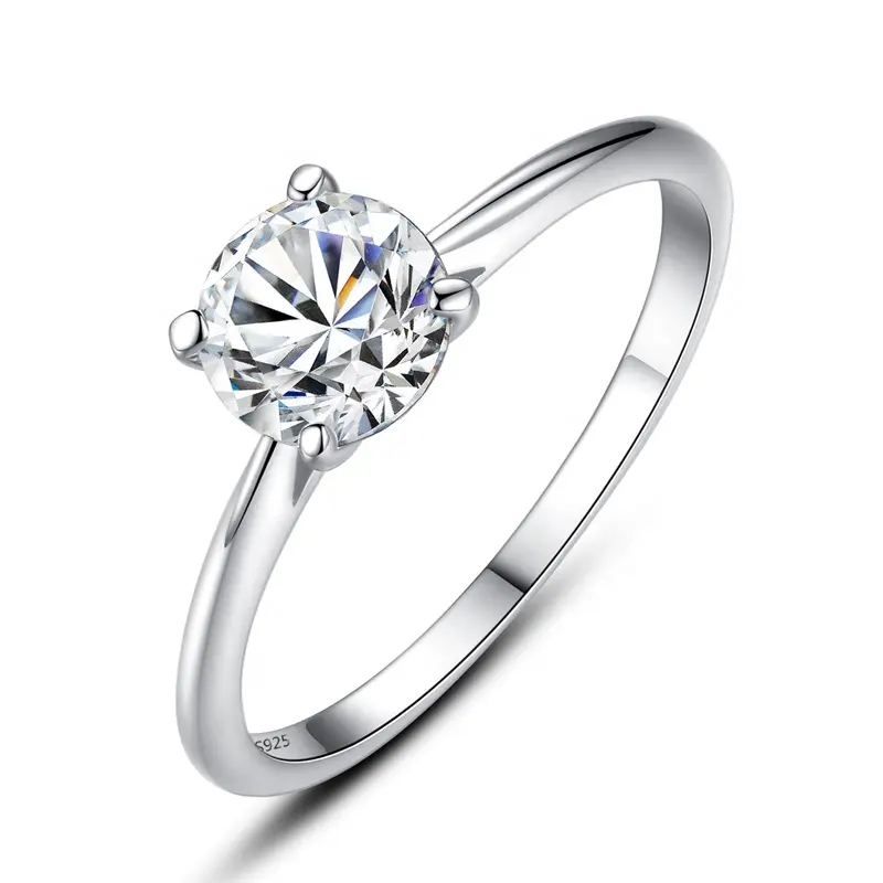 CZCITY 럭셔리 1 캐럿 6mm CZ 크리스탈 다이아몬드 보석 여성 패션 925 스털링 실버 약혼 반지