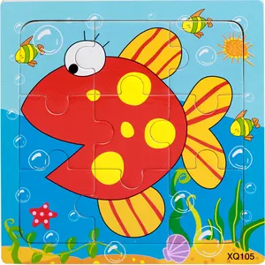Wholesale Cartoon Wooden small jigsaw puzzles for toddler Magnetic Jigsaw kids wooden puzzles oem education toys made in china