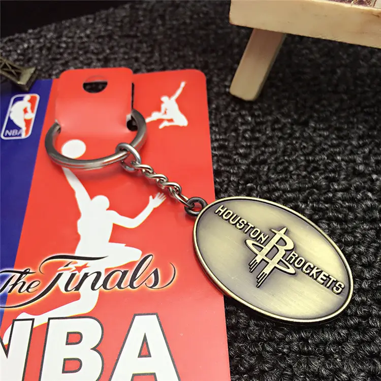 Hadiah Promosi Cincin Kunci Logo Tim NBA Cincin Kunci Bertema Olahraga Bahan Aloi