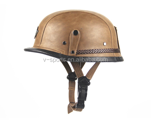 brown leather german motorcycle helmet Half – Gear Rider AS/NZS 1698 High Impact ABS Shell Leather Motorcycle Half Shell Retro