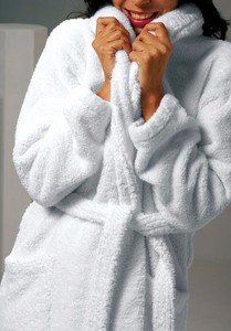 Wit Badtouw Dames Badtouw Badjas Badjas Witte Hotel Dames Slaapkleding Katoenen Lange Badstof Gewaden - Product Image 2