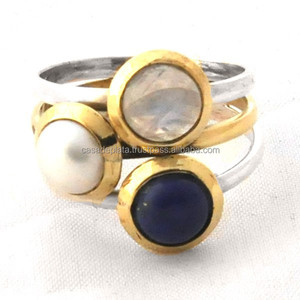 Venta al por mayor Casa De Plata hecho a mano. Anillos de Plata de Ley 925 Oro de 18K Joyas de piedras preciosas de amatista semipreciosas para bodas - Product Image 1