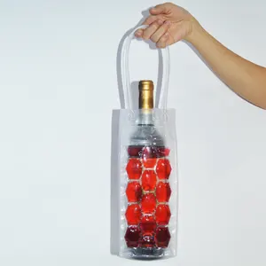 الهدايا الترويجية 1.5L النبيذ البلاستيكية حقيبة حمل المبرد هلام الجليد الأكمام التفاف الفردية زجاجة نبيذ برودة