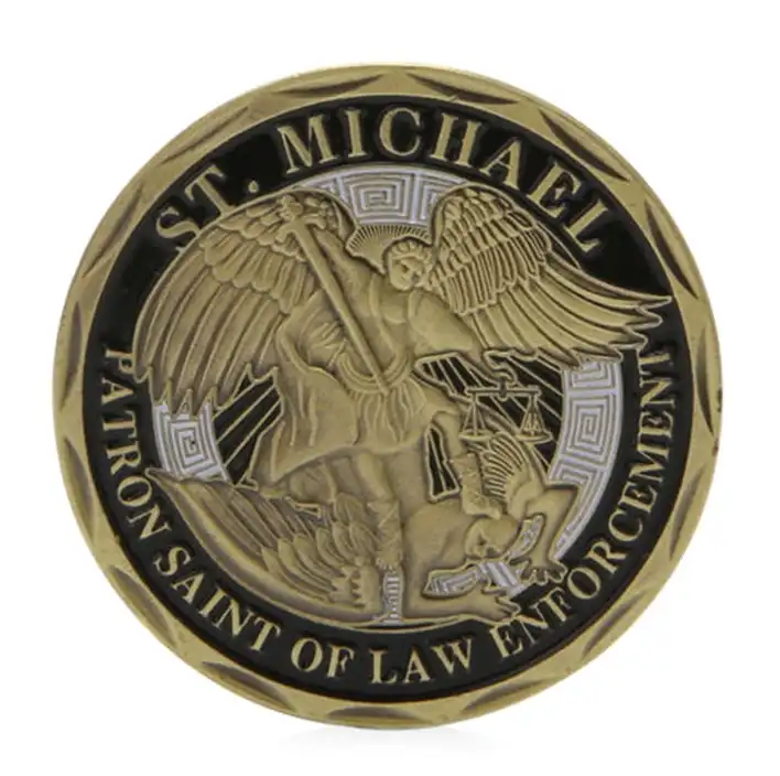 אמייל 3D עתיק הקלה סנט מייקל משטרת האתגר של מטבע, מטבע מזכרות צבאי מטבע חוץ