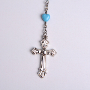 Collana Rosario Cattolico in Plastica Blu a Forma di Cuore con Medaglia della Vergine Maria <span class=keywords><strong>per</strong></span> Regalo di Preghiera Femminile - Product Image 3