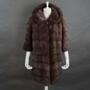 Lujo genuino piel entera de piel de visón <span class=keywords><strong>abrigo</strong></span> largo con capucha - Product Image 5