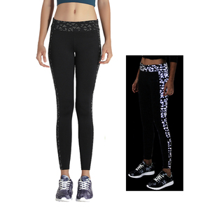 Pantalones de compresión elásticos para mujer, mallas de poliéster y LICRA con estampado de sublimación, reflectantes, a la moda - Product Image 1