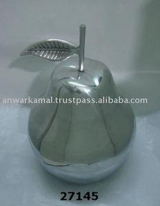 Poire décorative en aluminium de haute qualité, finition argentée, pour la maison et le jardin, avec miroir poli - Product Image 2