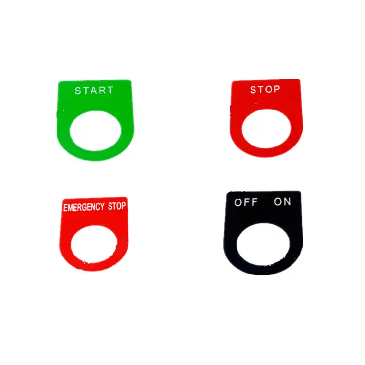 Etiket basmalı düğme anahtarı tabela özel yapılmış kabul kapalı acil durdurma paneli etiket boyutu 16MM,22MM,25MM,30MM