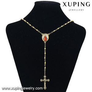 43059 Xuping Wholesale Copper Alloy Jesus Long <strong>Rosary</strong> Necklace Cross Pendant Necklace - Product Image 4