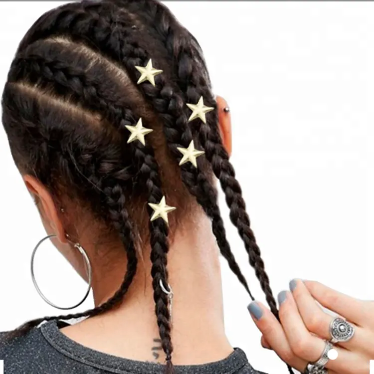 Accessoires pour tressage de cheveux, 10 pièces, pince en forme d'étoile dorée, accessoires pour cheveux
