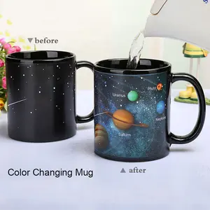 Tasse magique en céramique avec impression de logo personnalisé, verre à sublimation noir, 11oz, 1 pièce