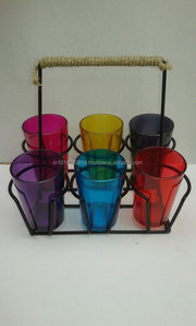 Vasos de té marroquíes con soporte de metal - Product Image 1
