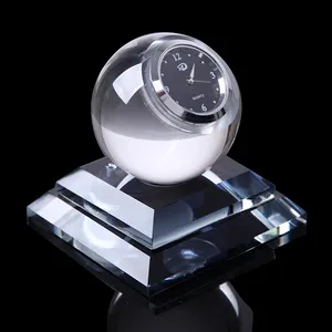 Led 数字时钟创意汽车办公室家居装饰纪念品礼品水晶玻璃圆球台钟