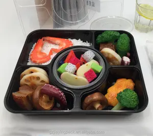 Kotak Bento Penyimpanan PP 5 + 1 Kompartemen, Wadah Plastik Dapat Dipakai Ulang Food Grade Sekali Pakai dengan Mangkuk