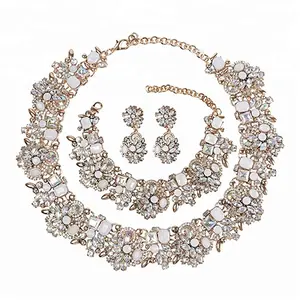 Hot selling fashion woman wedding bridal jewelry sets crystal choker necklace statement jewelry
