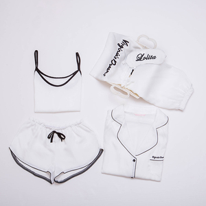 Wholesale <strong>christmas</strong> 6PCS clothing sets cute blank silk satin winter <strong>women</strong> <strong>pyjamas</strong> - Product Image 2