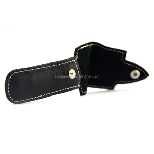 Custodia nera in pura pelle di pecora per affilatura a doppio bordo supporto per rasoio protezione lama singola di sicurezza 5X11.5cm ~ 7g - Product Image 5