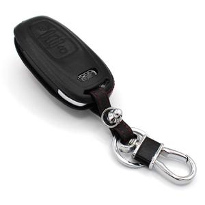 Casing kunci mobil kulit asli gaya 4D terbaru untuk A4L A4 A6 gantungan kunci rotasi dengan 3 tombol tekan Dompet kunci - Product Image 2