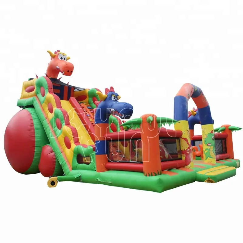 Joyful Fun-parque infantil inflable con tema de dragón, parque infantil con doble tobogán