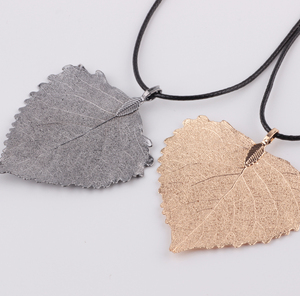 Fashion Latest Design Real <strong>Leaf</strong> Rose Gold Metal <strong>Jewelry</strong> Sets Necklace Choker Pendant for Women - Product Image 5