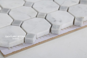 Centurymosaic Gạch Khảm Đá Cẩm Thạch Hình Bát Giác Hình Vuông <span class=keywords><strong>Carrara</strong></span> Trang Trí Cho Nhà Bếp - Product Image 4