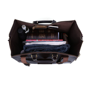 High Quality Black Full Grain Leather Weekend <strong>Bag</strong> Large Capacity <strong>Overnight</strong> Travel Tote <strong>Bags</strong> - Product Image 5